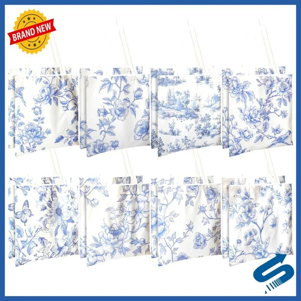 Canvas Tote Bag Retro Chinoiserie Aesthetic Reusable Grocery Travel Shopping
